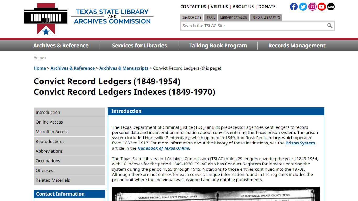 Convict Record Ledgers (1849-1954) - Texas State Library and Archives ...